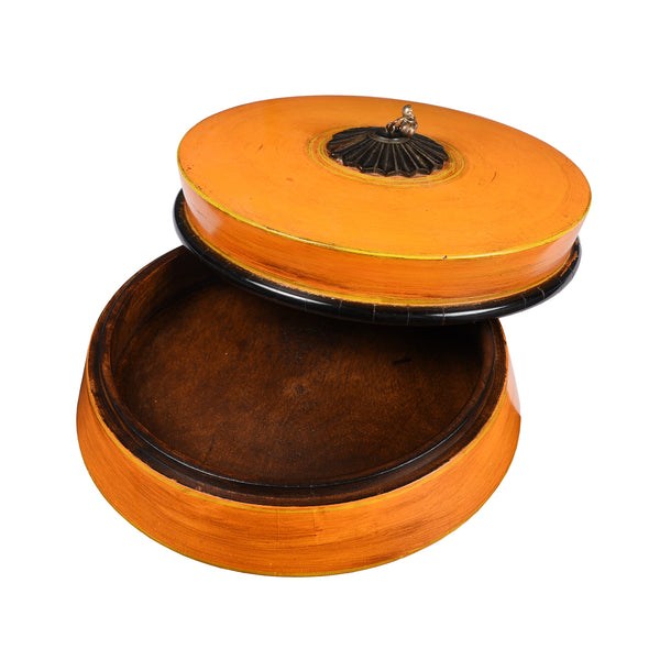 Indian Orange Lacquer Pot