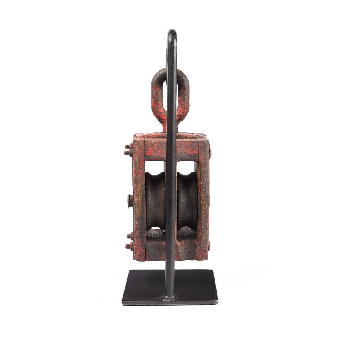Reverse Of Old Teak Ships Pulley From Gujarat - Circa 1910 | Indigo Antiques