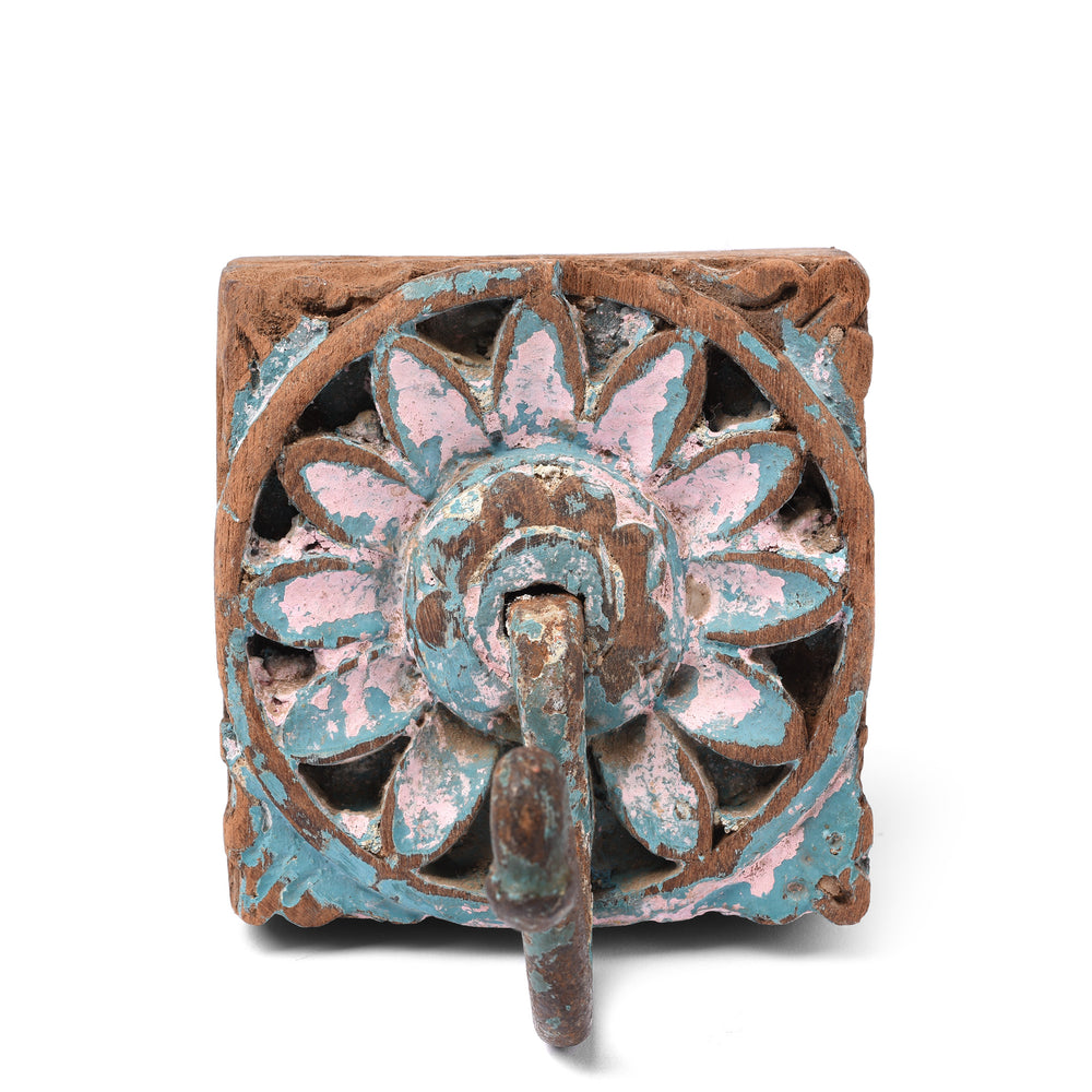 Coat Hook On Old Painted Teak, Various Colours - 19thC | Indigo Antiques