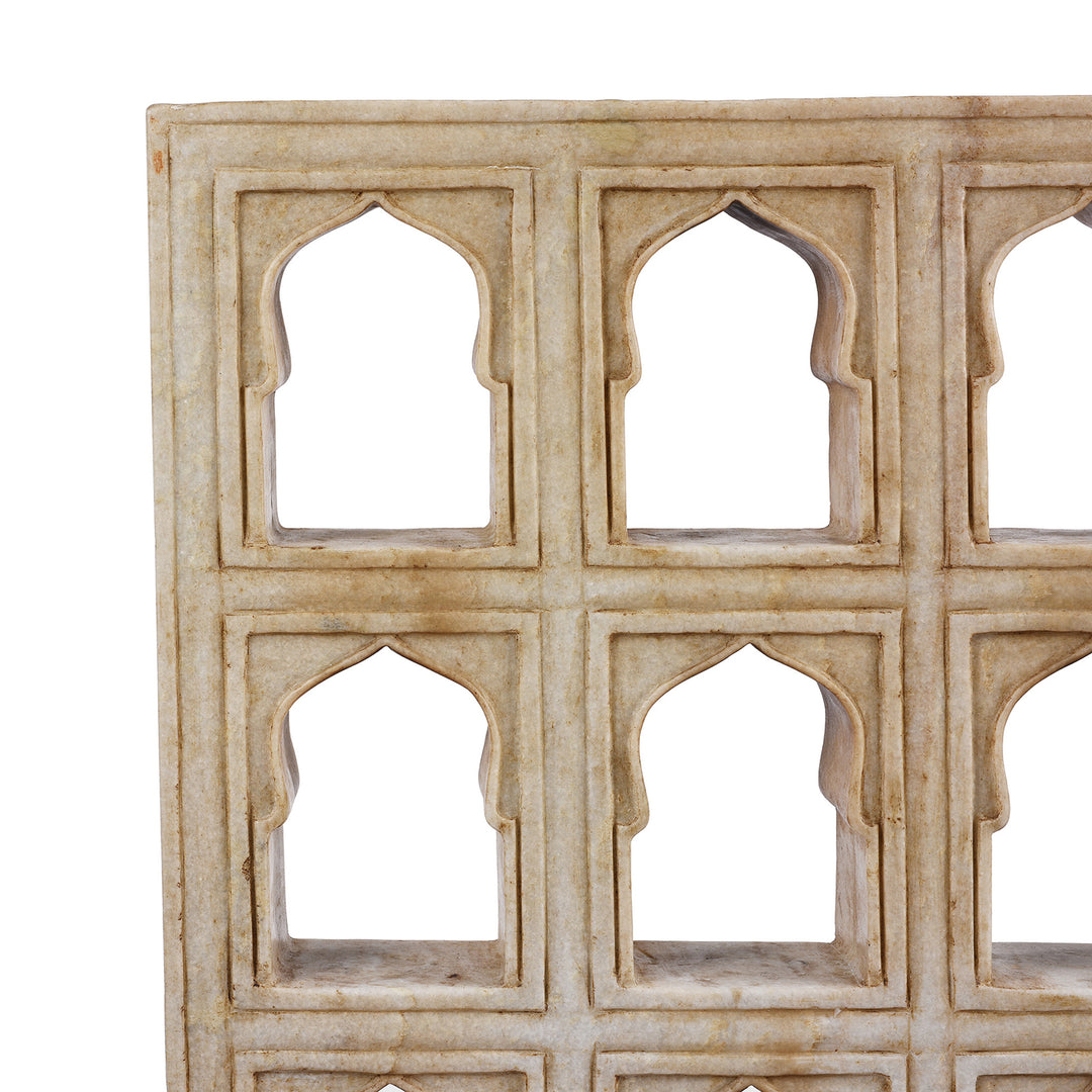 White Marble Lamp Niche (15-Way) - Mughal Style | Indigo Antiques