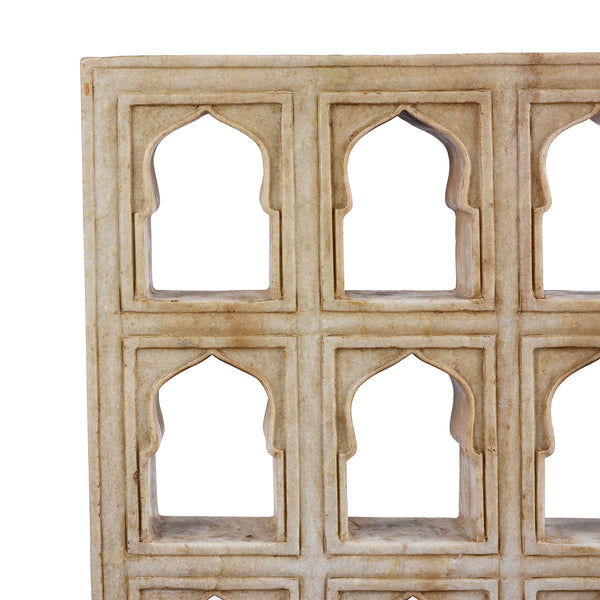 White Marble Lamp Niche (15-Way) - Mughal Style