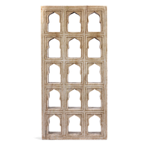 White Marble Lamp Niche (15-Way) - Mughal Style