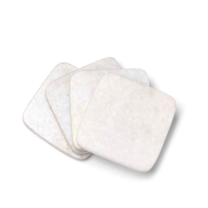 White Marble Square Coasters - Set Of 4 | Indigo antiques