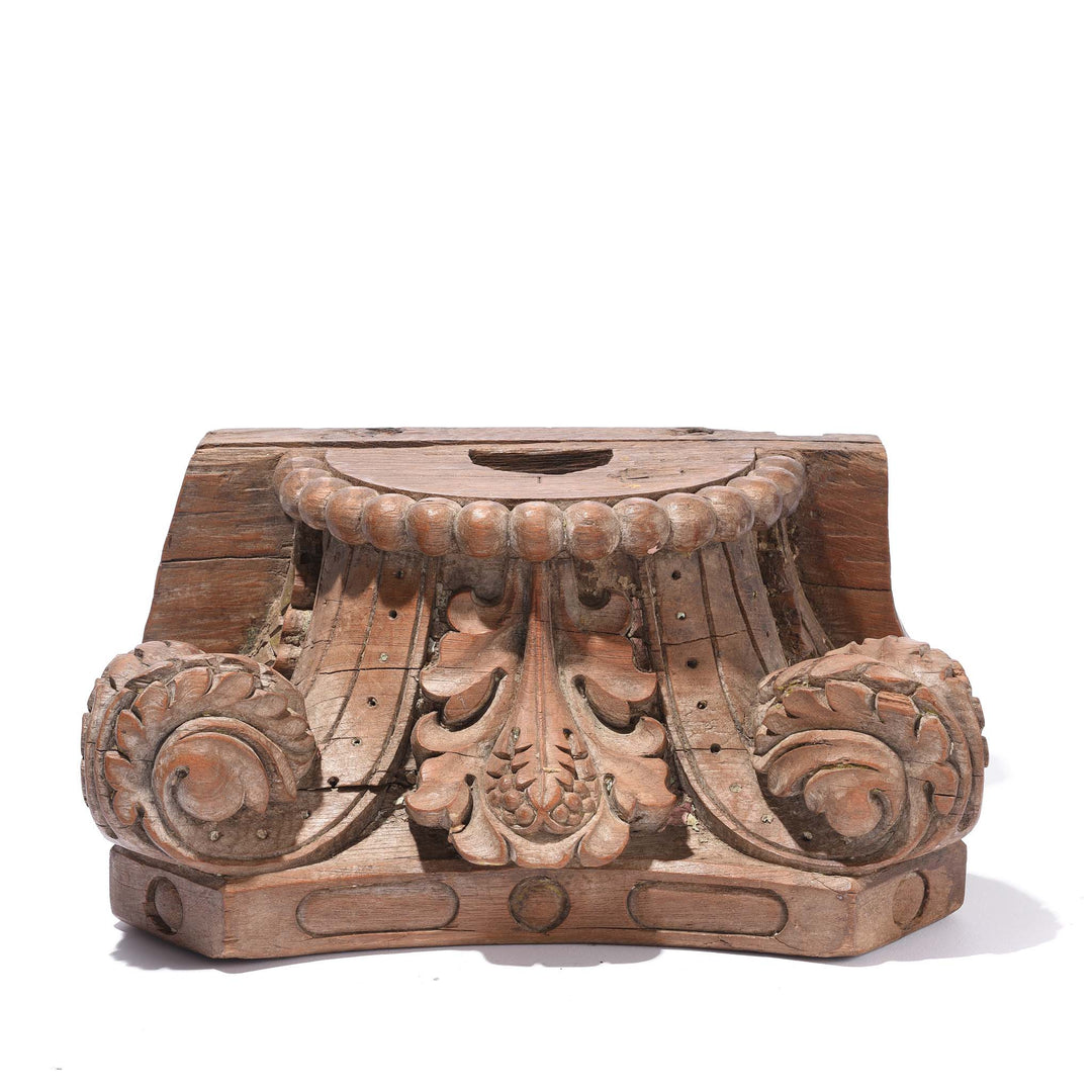 Natural Carved Teak Capitols From Gujarat Various Colours - Late 19thC 