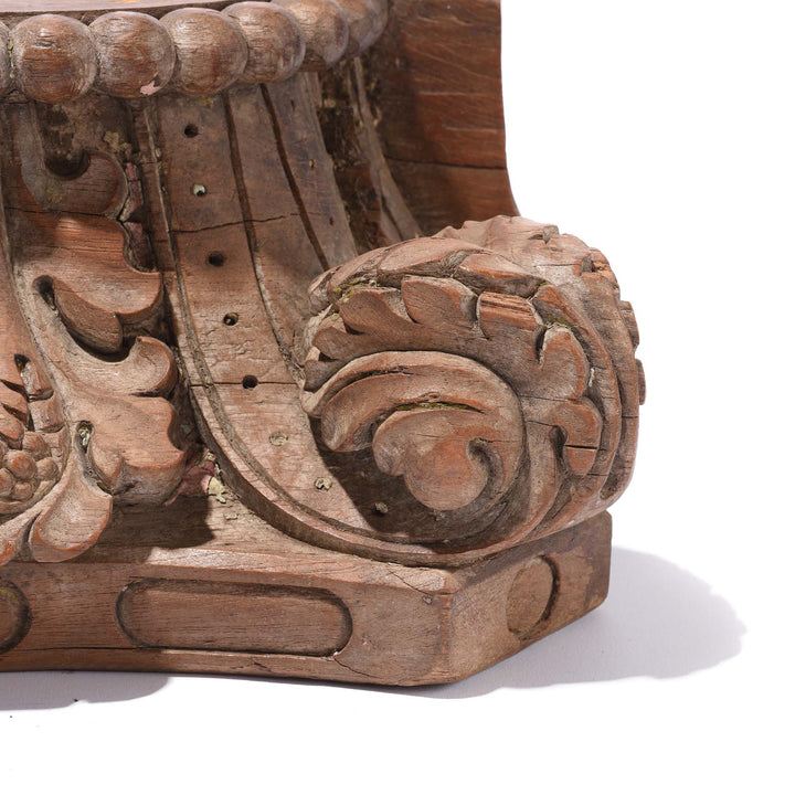 Detail From Natural Carved Teak Capitols From Gujarat Various Colours - Late 19thC 