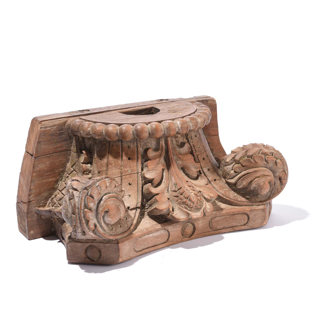 ANgled View Of Natural Carved Teak Capitols From Gujarat Various Colours - Late 19thC 