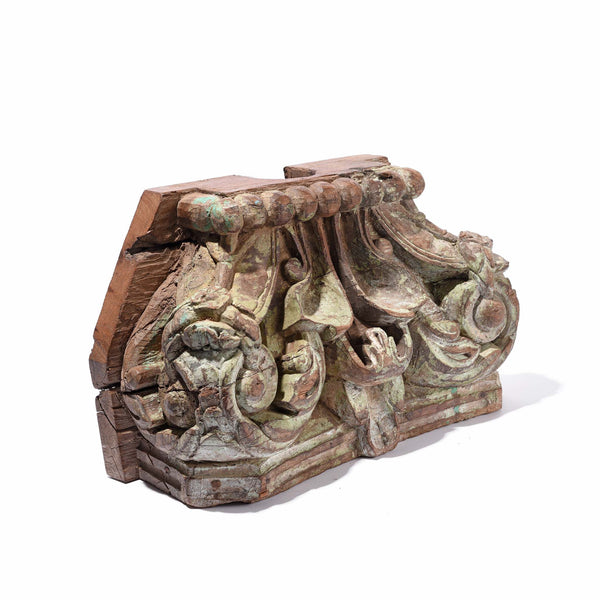 Carved Teak Capitols From Gujarat Various Colours - Late 19thC