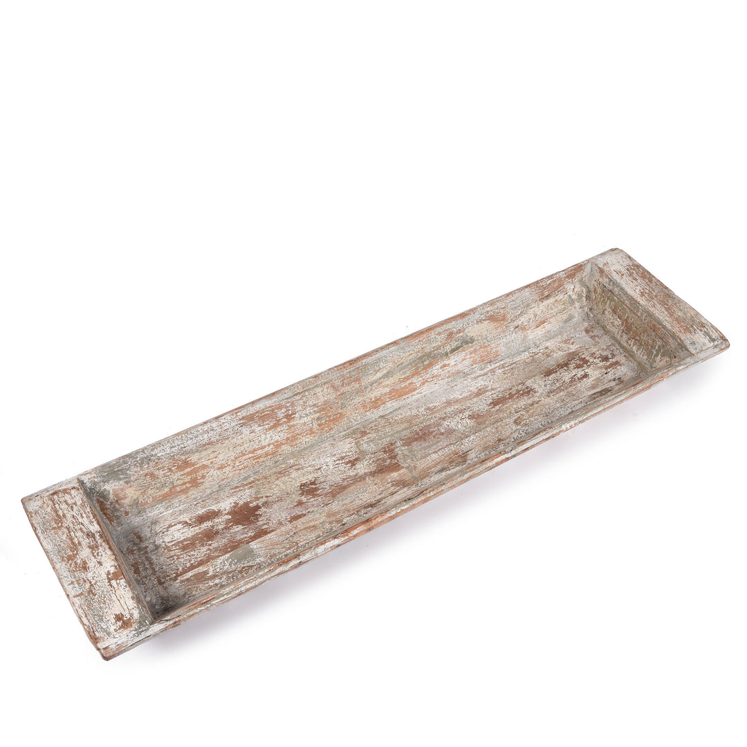 Topdown View Of Carved Wooden Tray From Kerala | Indigo Antiques