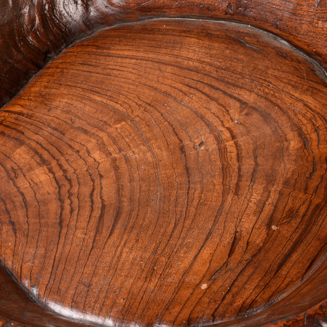 Wood Grain Detail From Teakwood Parath- Dough Mixing Bowl - 19thC | Indigo Antiques
