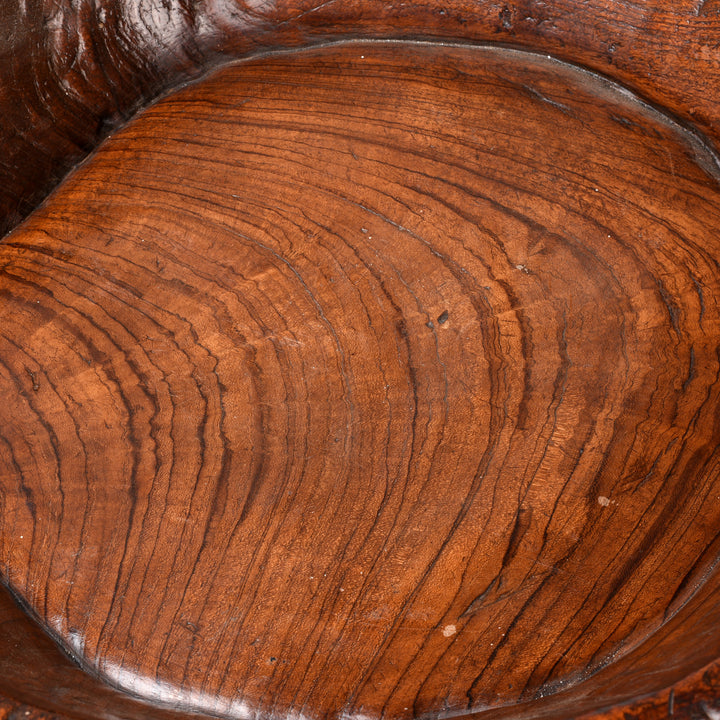 Wood Grain Detail From Teakwood Parath- Dough Mixing Bowl - 19thC | Indigo Antiques