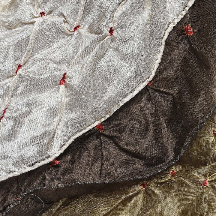 Silk Scarf - Khaki Bandhani From Rajasthan | Indigo Antiques