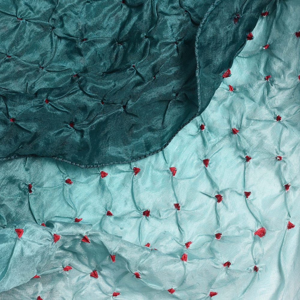 Silk Scarf - Aqua Bandhani From Rajasthan | Indigo Antiques