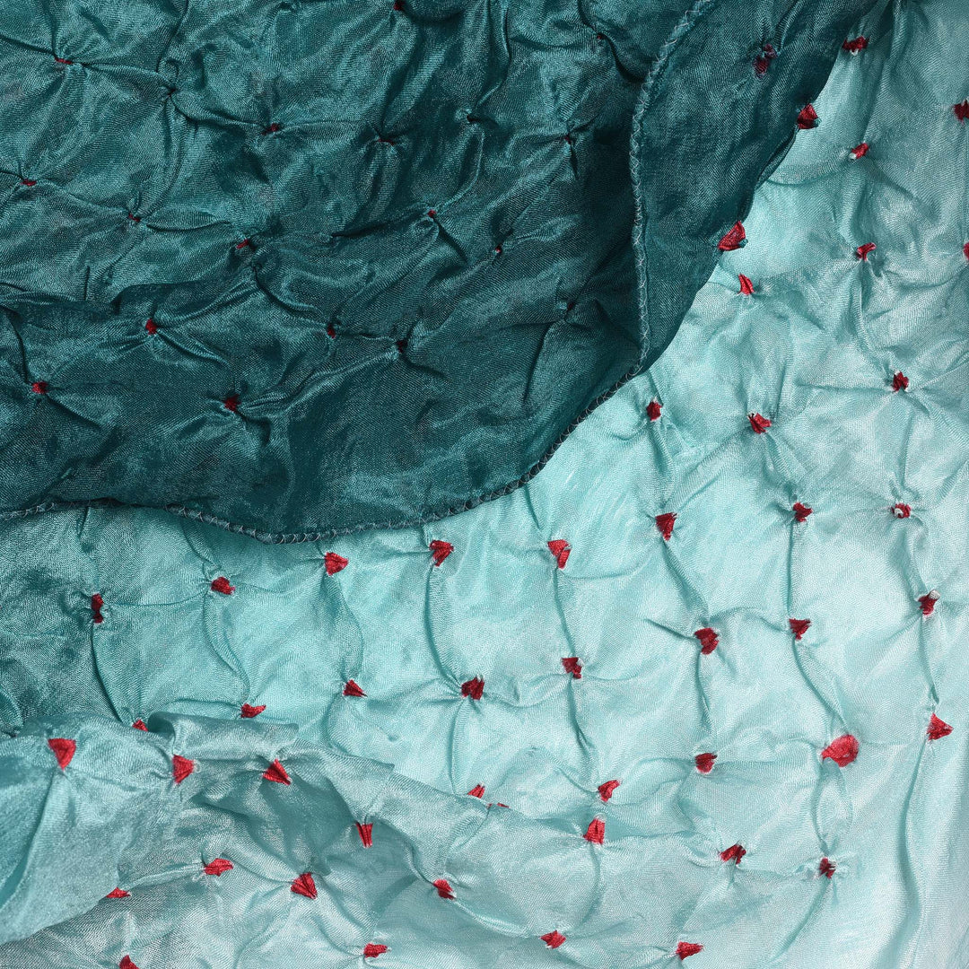 Silk Scarf - Aqua Bandhani From Rajasthan | Indigo Antiques
