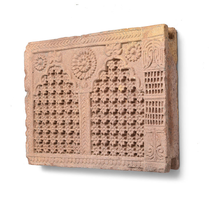 Angled View Of Carved Stone Panel With Lotus From Jaisalmer - 19thC | Indigo Antiques