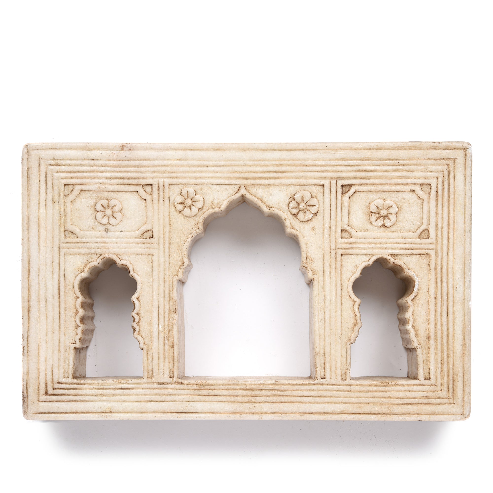 Mughal Style 3 Way Marble Candle Niche | Indigo Antiques