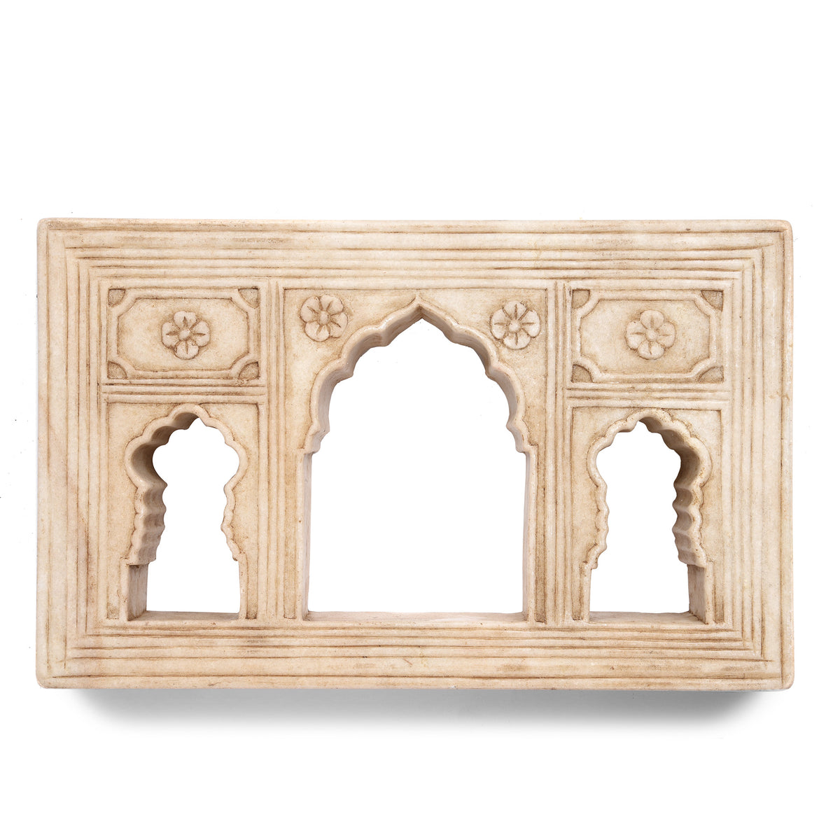 Reverse Of Mughal Style 3 Way Marble Candle Niche | Indigo Antiques