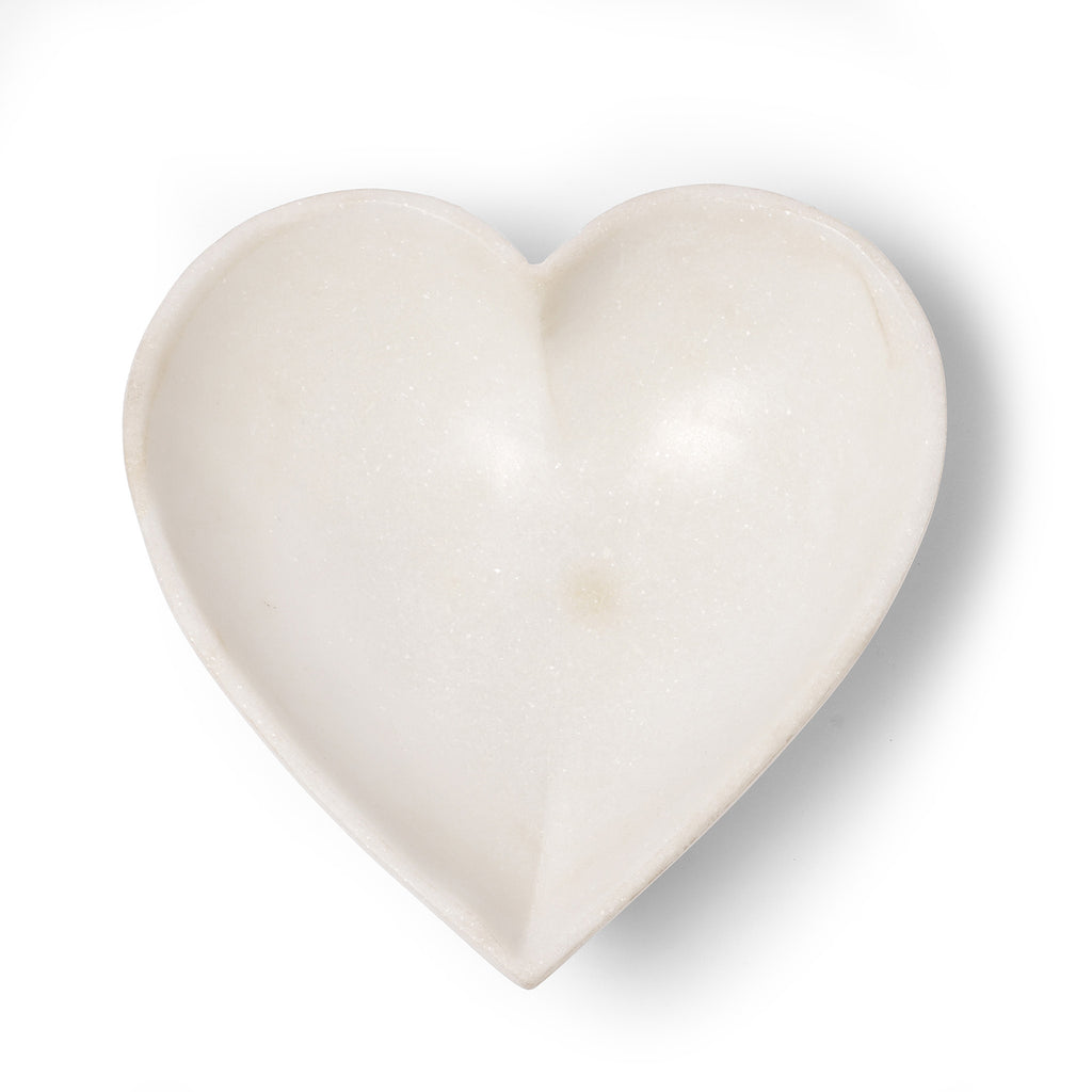 Hand Carved White Marble Heart Shaped Bowl