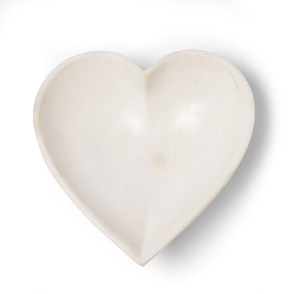 Hand Carved White Marble Heart Shaped Bowl