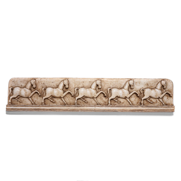 Mughal Style White Marble Horse Panel (Left Facing)