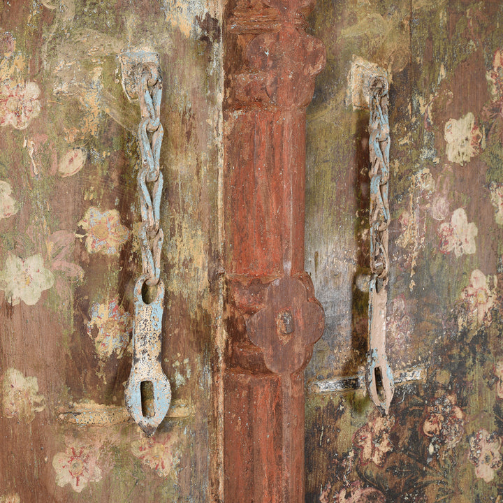 Detail From Old Painted Indian Door From Gujarat - 19thC | Indigo Antiques