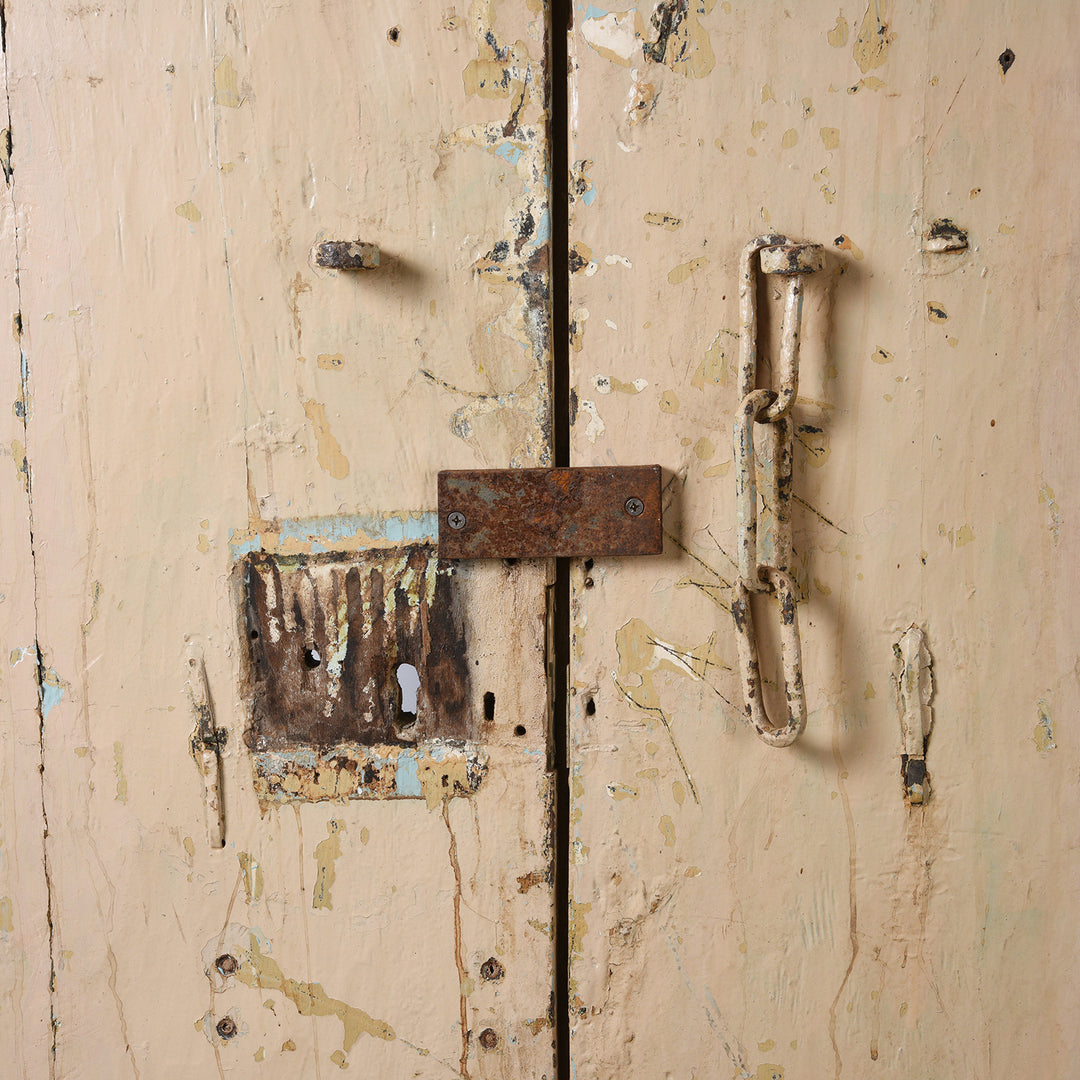 Latch Detail From Old Painted Indian Door From Gujarat - 19thC | Indigo Antiques