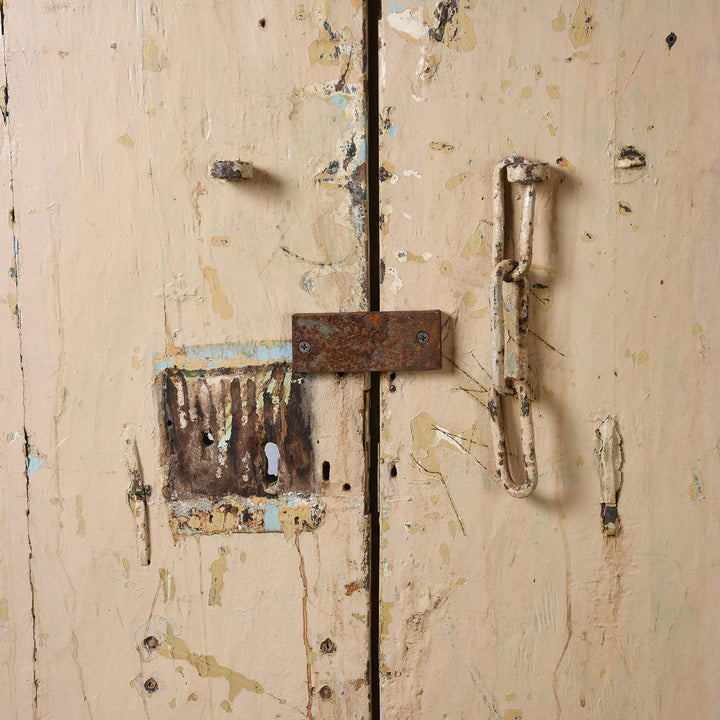 Latch Detail From Old Painted Indian Door From Gujarat - 19thC | Indigo Antiques