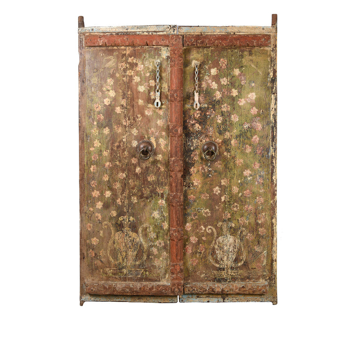 Old Painted Indian Door From Gujarat - 19thC | Indigo Antiques