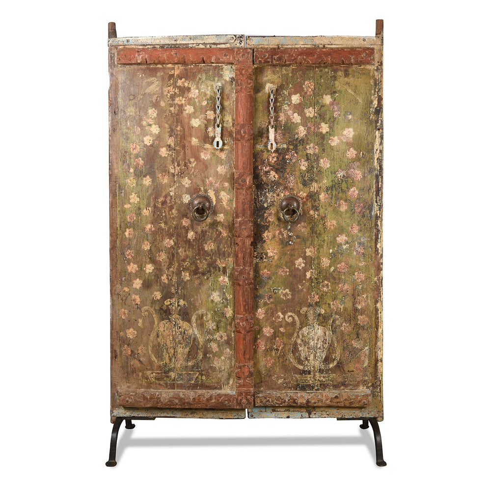 Old Painted Indian Door From Gujarat - 19thC | Indigo Antiques