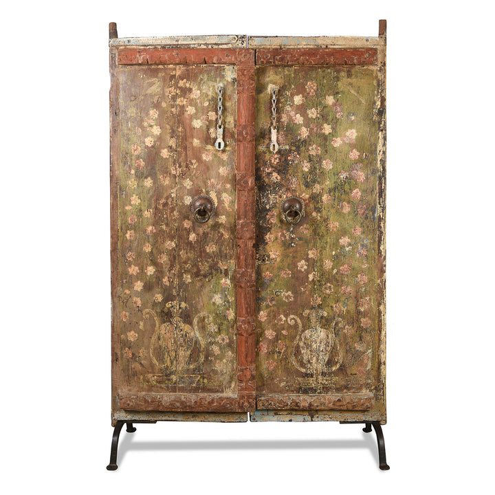 Old Painted Indian Door From Gujarat - 19thC | Indigo Antiques