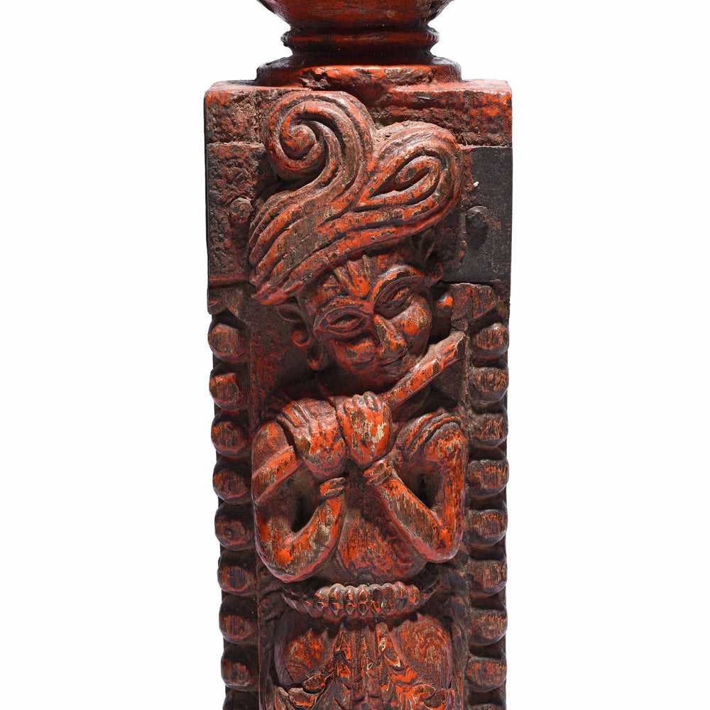 CLose Up Detail Of Carved Musician From Banswara - 19thC | Indigo Antiques