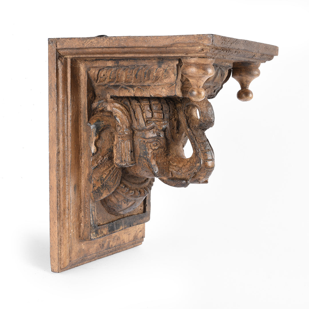 Carved Elephant Shelf Bracket From Rajasthan | Indigo Antiques