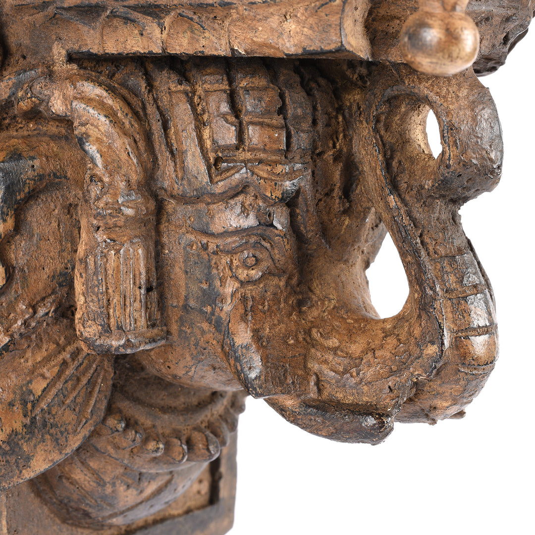 Detail From Carved Elephant Shelf Bracket From Rajasthan | Indigo Antiques