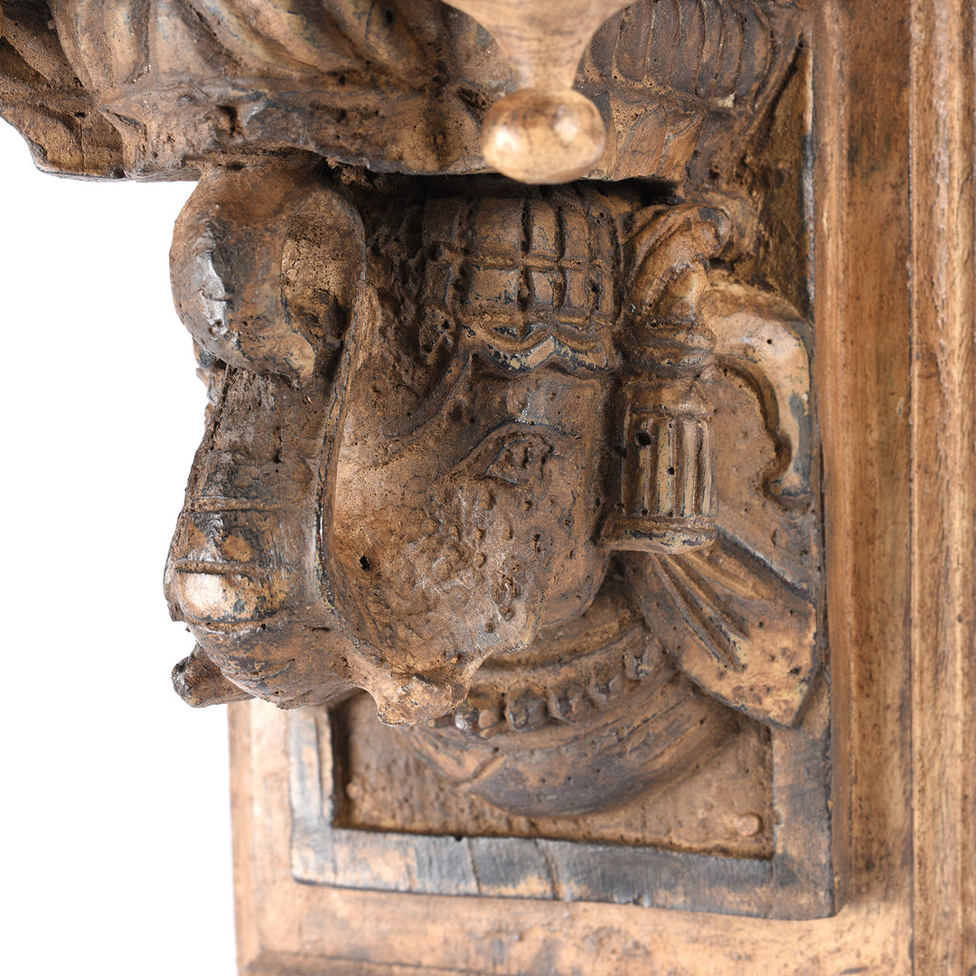 Detail From Carved Elephant Shelf Bracket From Rajasthan | Indigo Antiques