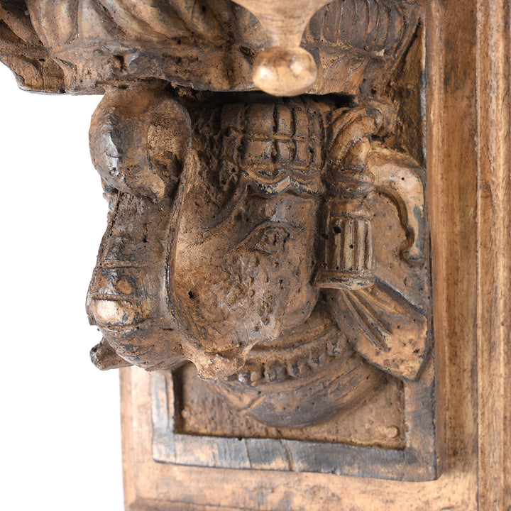 Detail From Carved Elephant Shelf Bracket From Rajasthan | Indigo Antiques