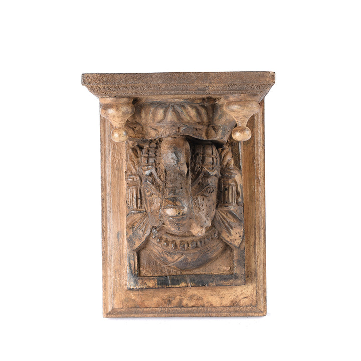 Front View Of Carved Elephant Shelf Bracket From Rajasthan | Indigo Antiques
