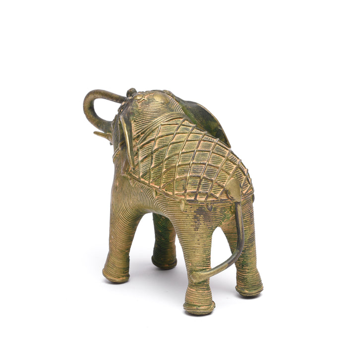 Rear View OF Handmade Brass Elephant From Orissa | Indigo Antiques