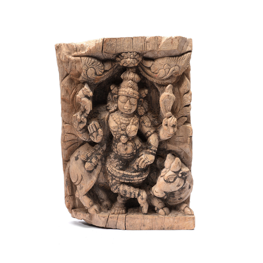 Indian Chariot Carving of Lakshmi Riding a Nandi - 18thC | Indigo Antiques