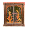 Painted Bikaner Window Shutter Depicting Radha & Krishna - 19thC