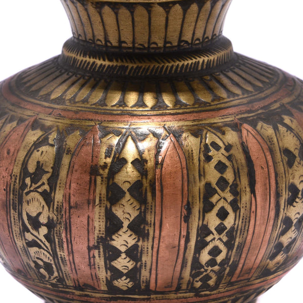 Brass And Copper Holy Water Pot - 19thC