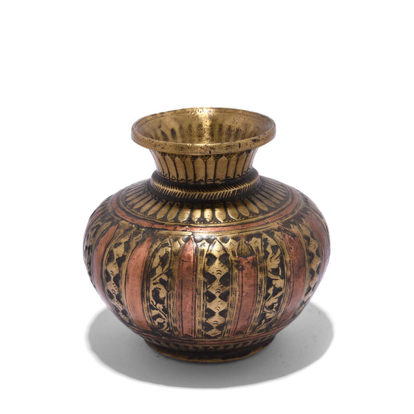 Brass And Copper Holy Water Pot - 19thC