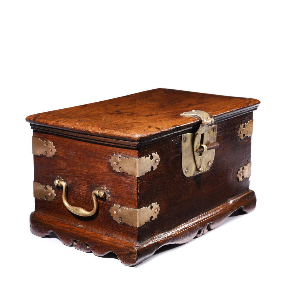 Angled View Of Brass Bound Teak Chest - 19thC | Indigo Antiques