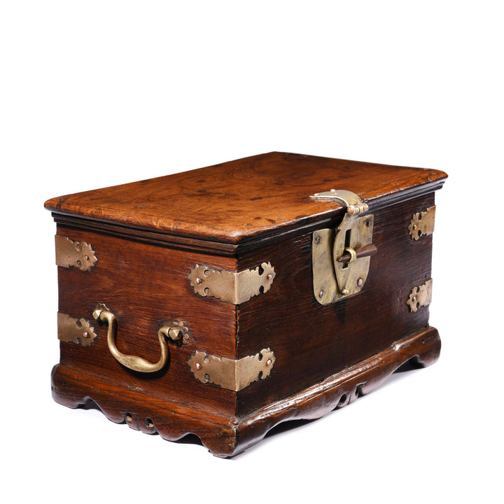 Angled View Of Brass Bound Teak Chest - 19thC | Indigo Antiques