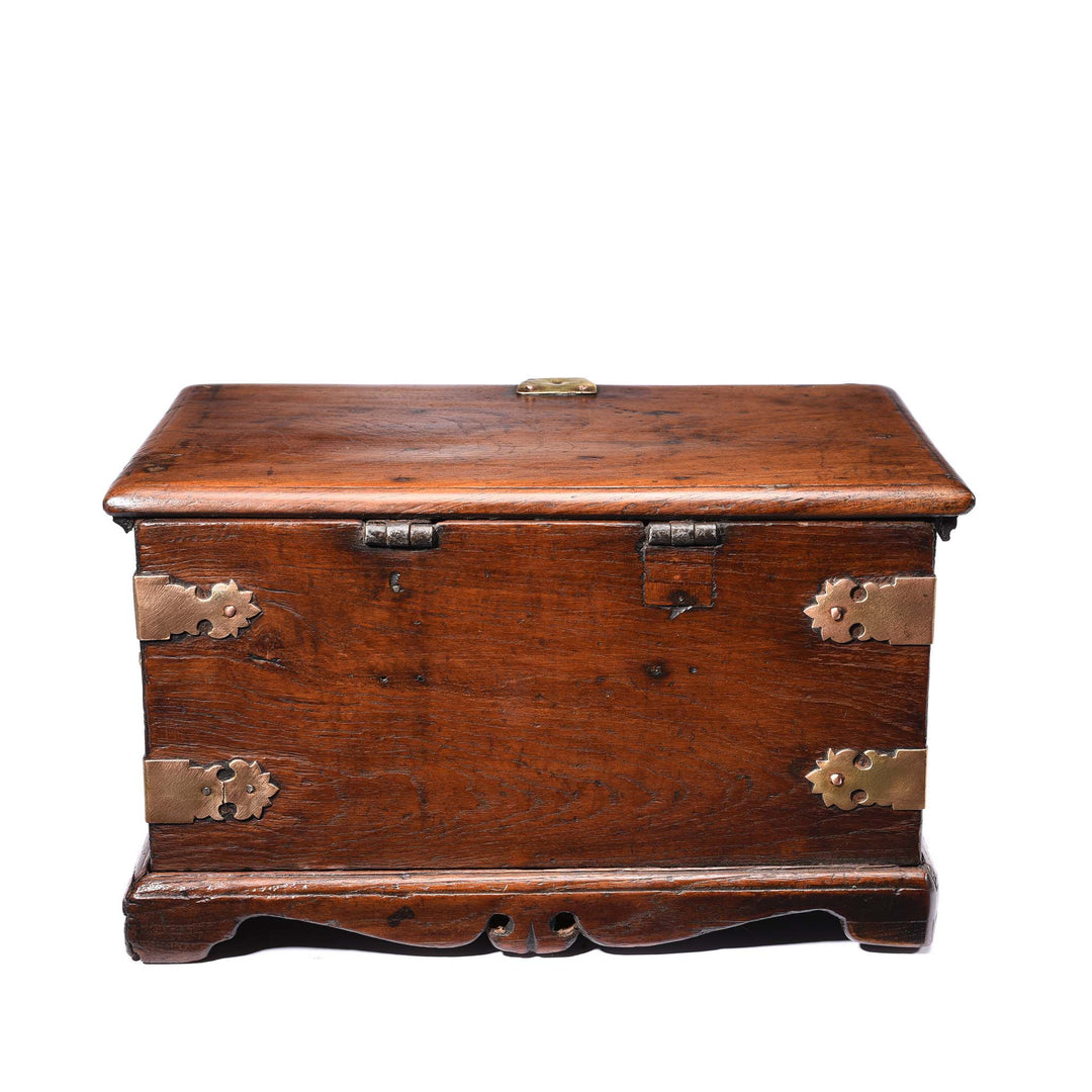 Reverse Of Brass Bound Teak Chest - 19thC | Indigo Antiques