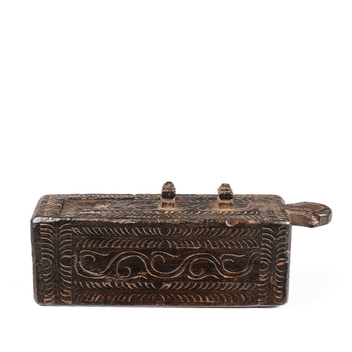 Carved Jackfruit Tikka Ash Box From Kerala - Ca 100 Yrs Old | INDIGO ANTIQUES
