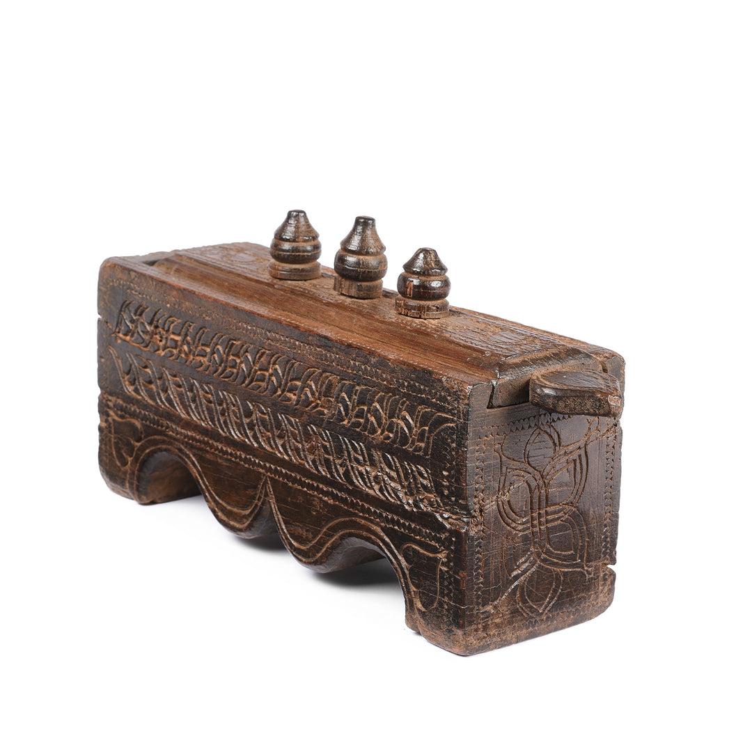 Angled View Of Indian Tika Ash Box From Kerala - Ca 1920's | Indigo Antiques