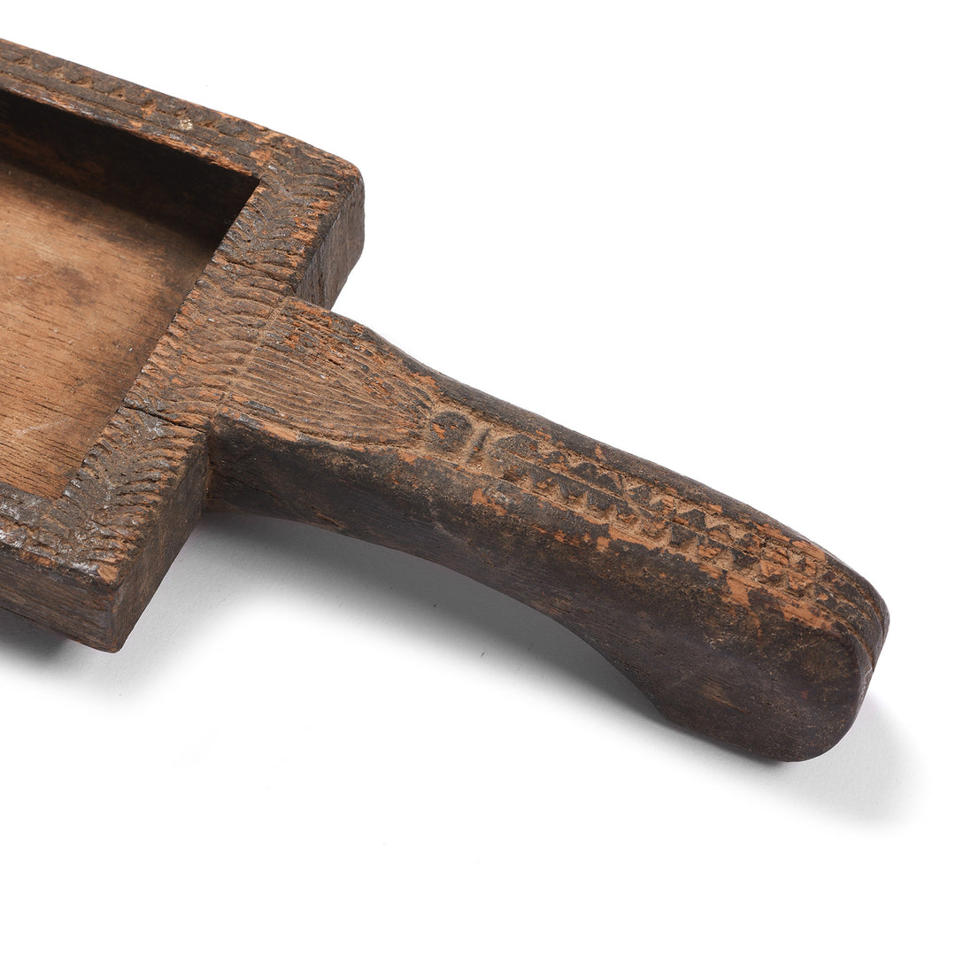 Detail From Vintage Carved Jackfruit Spice Tray From Kerala - Ca 1950's | Indigo Antiques