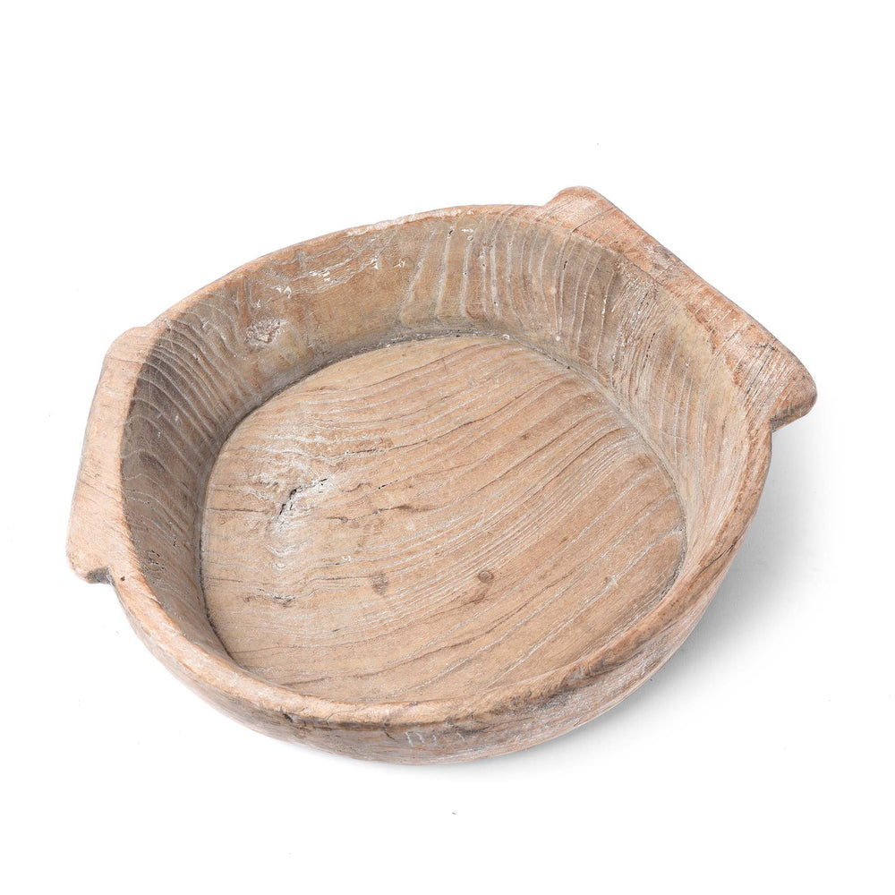 Top Down View Of Carved Teak Bowl - Parath - Rajasthan - Ca 1920 | Indigo Antiques
