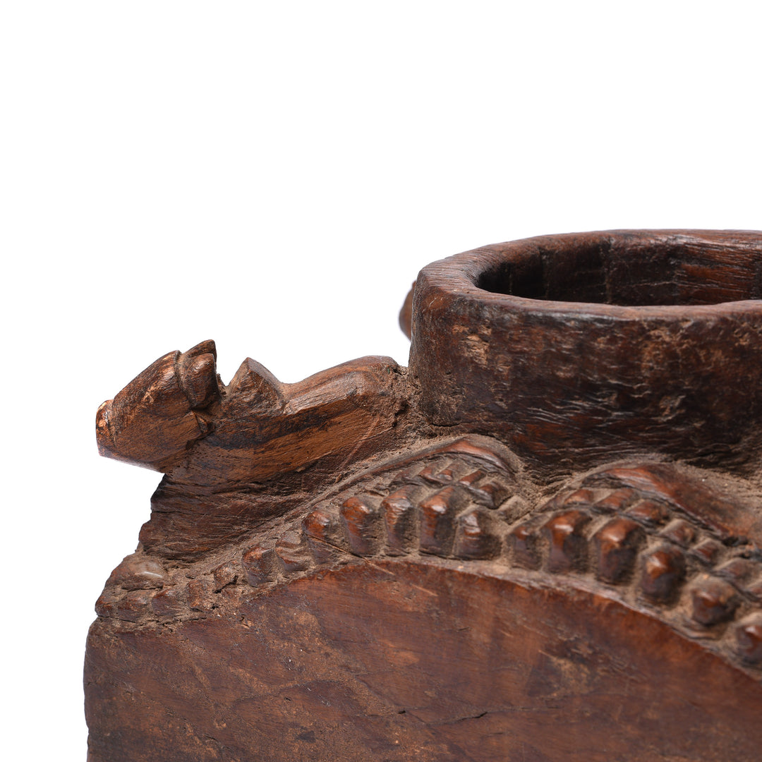 Detail From Teak Candle Holder From Kerala - Ca 100 Yrs Old | Indigo Antiques