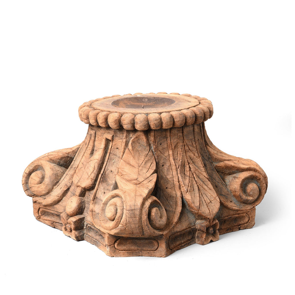 Carved Capital Candlestick From Gujarat - Late 19thC