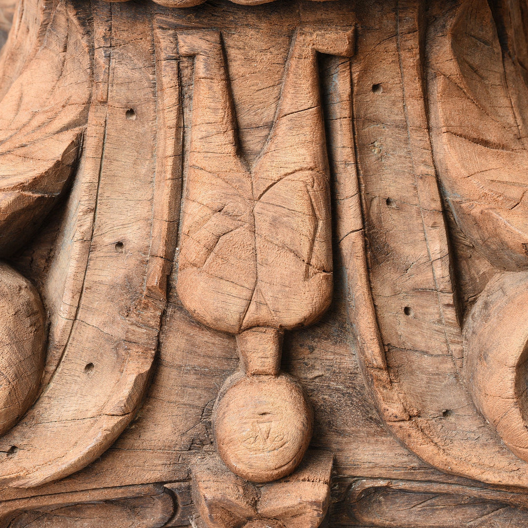 Carving Detail From Carved Teak Capitol From Gujarat - Late 19thC | Indigo Antiques